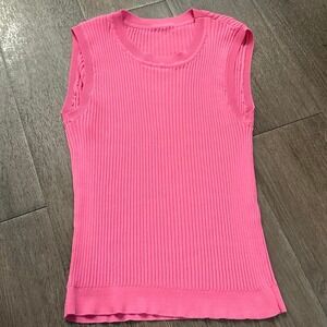 Y2K preppy Bubble gum Pink‎ ribbed tank top size small
